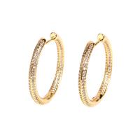 Brass Hoop Earring gold color plated micro pave cubic zirconia & for woman gold nickel lead & cadmium free Sold By Pair