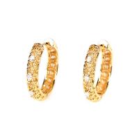 Brass Hoop Earring, gold color plated, micro pave cubic zirconia & for woman, gold, nickel, lead & cadmium free, 6x31mm, Sold By Pair