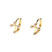 Brass Huggie Hoop Earring plated micro pave cubic zirconia & for woman nickel lead & cadmium free Sold By Pair
