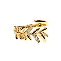 Brass Cuff Finger Ring, gold color plated, micro pave cubic zirconia & for woman, gold, nickel, lead & cadmium free, 12mm, Sold By PC