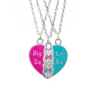 Zinc Alloy Jewelry Necklace Heart patchwork & three pieces & fashion jewelry multi-colored 45+5cm Sold By Set