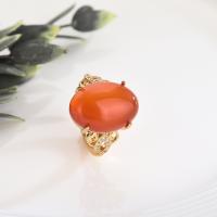 Brass Open Finger Ring with Gemstone plated Adjustable & fashion jewelry Sold By PC