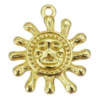 Μενταγιόν Brass Κοσμήματα, Ορείχαλκος, Ήλιος, χρώμα επίχρυσο, 15x17x2.5mm, Τρύπα:Περίπου 1.5mm, Sold Με PC