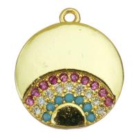 Cubic Zirconia Micro Pave Brass Pendant, gold color plated, micro pave cubic zirconia, 15x17x2.5mm, Hole:Approx 1.5mm, Sold By PC