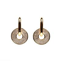 Huggie Hoop Drop Earring Brass gold color plated micro pave cubic zirconia & for woman gold nickel lead & cadmium free Sold By Pair