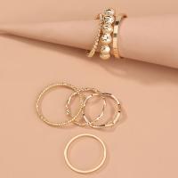 Divat Brass Ring Set, Sárgaréz, arany színű aranyozott, 7 darab & a nő, arany, nikkel, ólom és kadmium mentes, Által értékesített Set