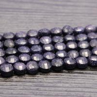 Blaue Goldstein Perlen, blauer Goldsand, rund, poliert, DIY & verschiedene Größen vorhanden & facettierte, violett, verkauft von Strang