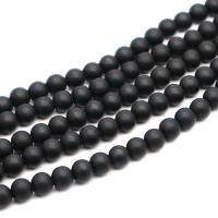 Perles en verre de mode, Rond, DIY & normes différentes pour le choix & givré, noire, Vendu par brin