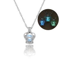 Zinklegierung Halskette, mit Nachtlicht+Stein, Modeschmuck & glänzend, keine, 45CM   2.0x1.4CM, verkauft von Strang