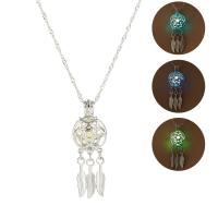 Подсвеченные Ожерелье, цинковый сплав, с Ночной свет-Камень, ювелирные изделия моды & блестящий в ночи, Много цветов для выбора, 45+5CM   4x1.4cm, продается Strand