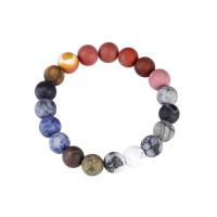 Bracelets de pierres précieuses, pierre gemme, Rond, fait à la main, multicolore, 10mm, Vendu par 10 mm brin