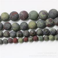 Dragon+Blut+Stein Perle, rund, poliert, stumpfmatt, gemischte Farben, 6mm, verkauft per 6 Millimeter Strang
