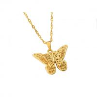Stainless Steel Jewelry Necklace with Brass Butterfly plated for woman & hollow Sold Per Approx 15 Inch Strand