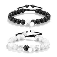 Natural Matte Black Agate & Howlite Couple Bracelets with Magnetic Clasp plated Adjustable & fashion jewelry & Unisex 8mm Sold By Pair