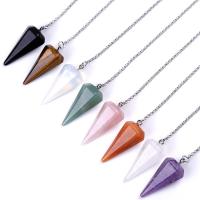 Agate Pendulum, plated, fashion jewelry & different materials for choice & Unisex, more colors for choice, 8mm/16*36mm, Sold By PC