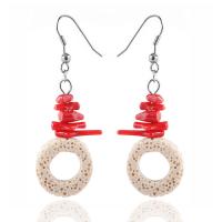 Lava Drop Earring, with coral & Stainless Steel, fashion jewelry, more colors for choice, Sold By Pair