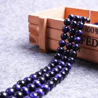 Tiger Eye Beads, Runde, poleret, du kan DIY & forskellig størrelse for valg, blå, Solgt af Strand
