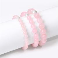 Quartz Bracelets Rose Quartz Round fashion jewelry & Unisex 6mm/8mm/10mm/19cm Sold By Strand