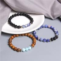 Gemstone Bracelets, Natural Stone, with Tibetan Style, Round, fashion jewelry, more colors for choice, 19cm, Sold By Strand