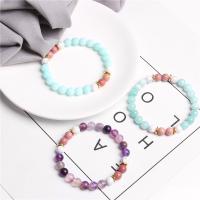 Gemstone Bracelets, Natural Stone, Round, fashion jewelry & Unisex, more colors for choice, 19cm, Sold By Set