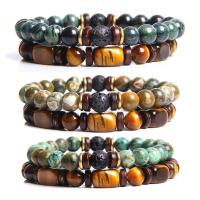 Gemstone Bracelets Natural Stone Round 2 pieces & fashion jewelry & Unisex 19cm Sold By Strand