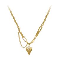 Titanium Steel Necklace with 1.96 inch extender chain gold color plated for woman Sold Per Approx 16.53 Inch Strand