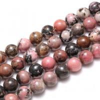 Black Stripes Rhodochrosite Stone Beads Round polished DIY Sold By Strand