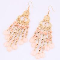 Fashion Fringe Earrings Zinc Alloy with Resin gold color plated for woman nickel lead & cadmium free Sold By Pair