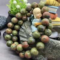 Gemstone Bracelets, Unakite, Round, fashion jewelry & Unisex & different size for choice, green, 19CM, Sold By Strand