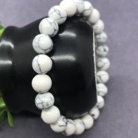 Gemstone Bracelets, Howlite, Round, fashion jewelry & different size for choice, white, 19CM, Sold By Strand