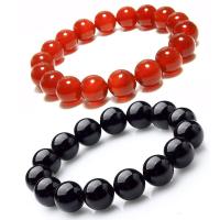 Bracelet de bijou en agate , agate noire, avec agate rouge, Rond, bijoux de mode & DIY & normes différentes pour le choix, plus de couleurs à choisir, 19CM, Vendu par brin