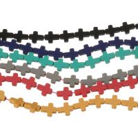 Nicht-magnetische Hämatit Perlen, Kreuz, plattiert, unterschiedliche Farbe und Muster für die Wahl, keine, 10x8x3mm, Bohrung:ca. 1mm, 41PCs/Strang, verkauft per 16 ZollInch Strang