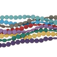 Nicht-magnetische Hämatit Perlen, rund, plattiert, unterschiedliche Farbe und Muster für die Wahl, keine, 8x3mm, Bohrung:ca. 1mm, ca. 52PCs/Strang, verkauft per 16 ZollInch Strang