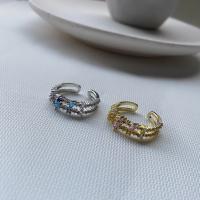 metal Anillo de dedo Cuff, chapado, para mujer & con diamantes de imitación, más colores para la opción, 17mm, Vendido por UD