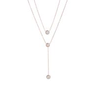 Mode Multi Layer halskæde, Titanium Stål, med 1.96 inch extender kæde, rosa guld farve forgyldt, for kvinde & med rhinestone & multi-streng, 37.5cm,41cm, Solgt af Strand
