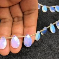 Sea Opal Beads, Teardrop, polished, DIY & faceted, white, 11x16mm, 22PCs/Strand, Sold By Strand
