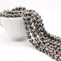 Natürliche Tibetan Achat Dzi Perlen, rund, poliert, DIY & verschiedene Größen vorhanden, schwarz, verkauft von Strang