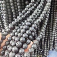 Natural Lava Beads Round polished DIY black Sold By Strand