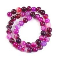 Natürliche Streifen Achat Perlen, rund, poliert, DIY & verschiedene Größen vorhanden, Fuchsia, verkauft von Strang