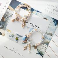 Gemstone Bracelets Zinc Alloy with Natural Stone & Plastic Pearl 2 pieces & fashion jewelry 19cm Sold By Set