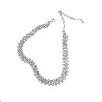 Fashion Choker halskæde, Zinc Alloy, forgyldt, for kvinde & med rhinestone, Solgt Per Ca. 14.72 inch Strand