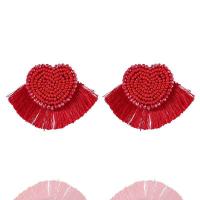 Seedbead Stud Earring Tassel plated fashion jewelry & for woman Sold By Pair