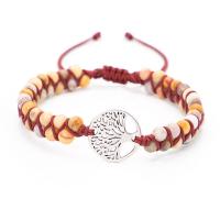 Gemstone Woven Ball Bracelets Stone with Waxed Cotton Cord plated fashion jewelry & Unisex 16-30cm Sold By Strand