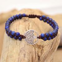 Gemstone Woven Ball Bracelets Agate with Lapis Lazuli plated fashion jewelry & Unisex 16-30cm Sold By Strand