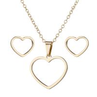 Fashion Stainless Steel Jewelry Sets Stud Earring & necklace Heart plated fashion jewelry & for woman Sold By Set