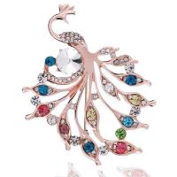 Zinc Alloy Brooches Peacock plated fashion jewelry & for woman & with rhinestone nickel lead & cadmium free Sold By Lot