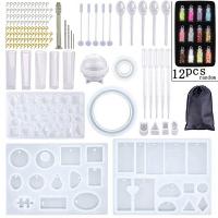 DIY Epoxy Mold Set Silicone 148 Pieces Set for DIY Bangle & Jewelry Pendant & Earring Charms Mold including Dropper & Stirrer Bar plated durable  Sold By PC