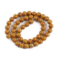 Holzmaserung Stein Perlen, Grain Stein, rund, poliert, DIY & verschiedene Größen vorhanden, verkauft von Strang