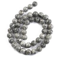 Tigerauge Perlen, Karte-Stein, rund, poliert, DIY & verschiedene Größen vorhanden, grau, verkauft von Strang
