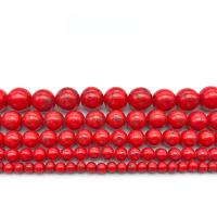 Perles bijoux en pierres gemmes, Pinus koraiensis, Rond, poli, DIY & normes différentes pour le choix, rouge, Vendu par brin